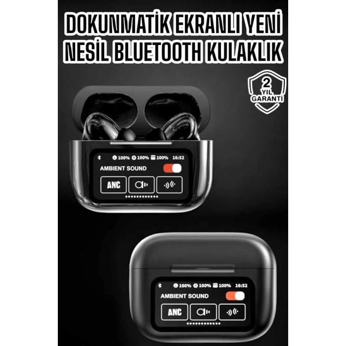 VipMarketim Bluetooth Kulaklık Kablosuz Ekranlı ANC/ENC Destekli Dokunmatik