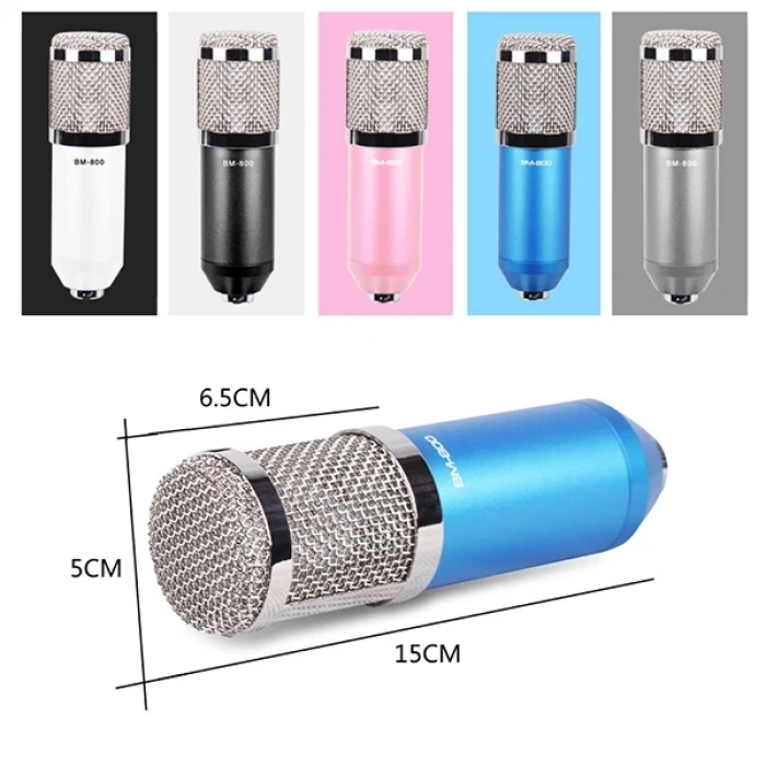 VipMarketim BM800 Condenser Stüdyo Profesyonel Kayıt ve Yayın Mikrofonu Studio-(5775)