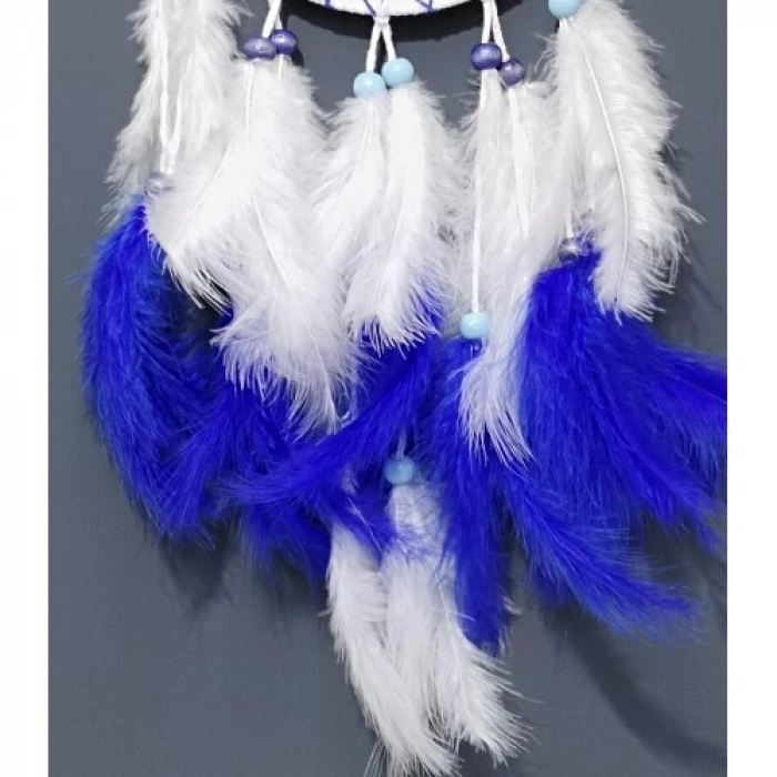 VipMarketim Bol Kuş Tüylü Beyaz Renk Dream Catcher El Yapımı Duvar Dekoru