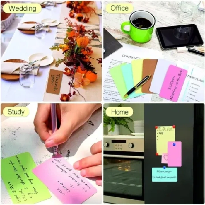 VipMarketim Boş Kelime Kartları 5x8 cm - 50 Adet Oval Kenarlı | Tabu & Not Kartları - Beyaz