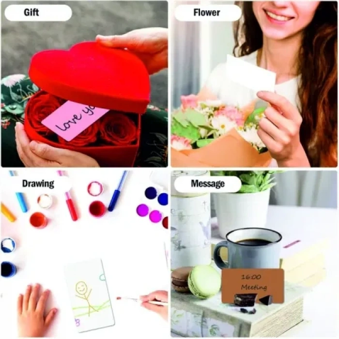 VipMarketim Boş Kelime Kartları 5x8 cm - 50 Adet Oval Kenarlı | Tabu & Not Kartları - Sarı