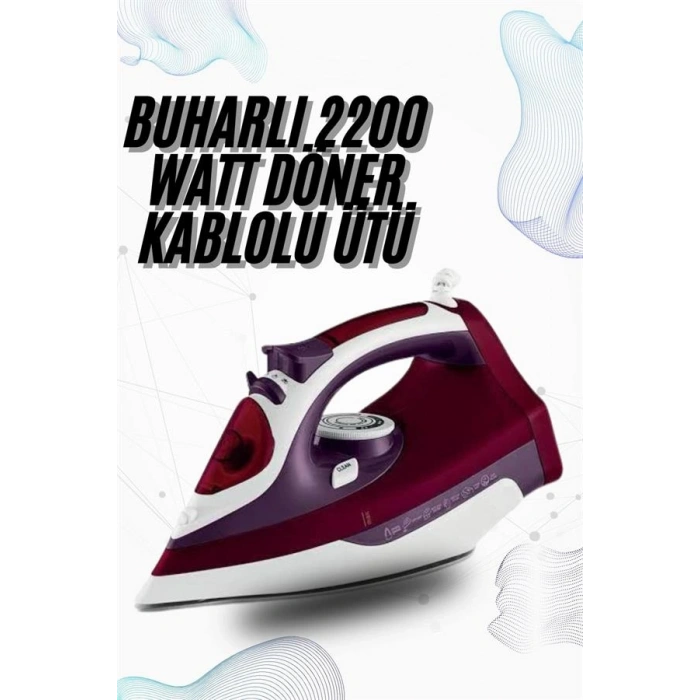 VipMarketim Buharlı Kablolu Ütü 2200 Watt Kireçlenme Önleyici Şok Buharlı