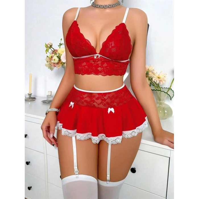 VipMarketim Bustiyer Ve Mini Etekli Fantezi Hemşire Kostümü