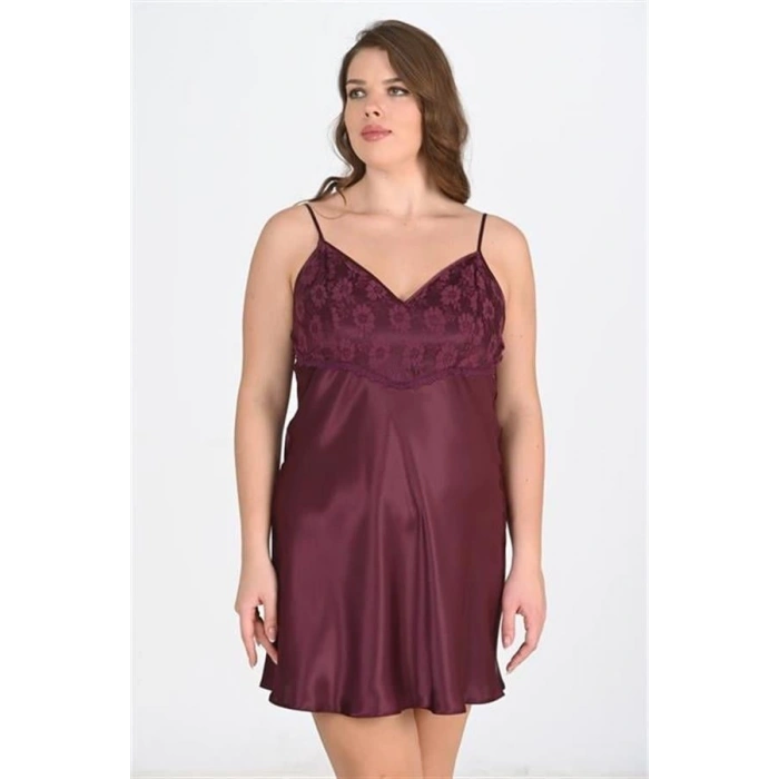 VipMarketim  Büyük Beden Mürdüm Gecelik 2108