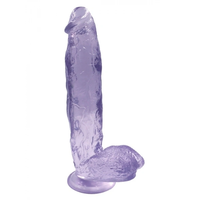 VipMarketim Büyük Boy Testisli Vantuzlu Mavi Jel Dildo 32cm
