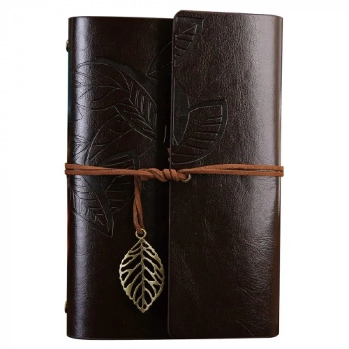 VipMarketim Büyük Yaprak Desenli Deri Defter