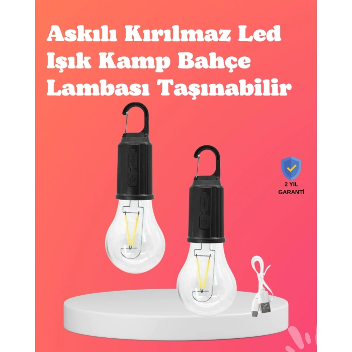 VipMarketim C Tipi Şarjlı Asılabilir Kamp Feneri