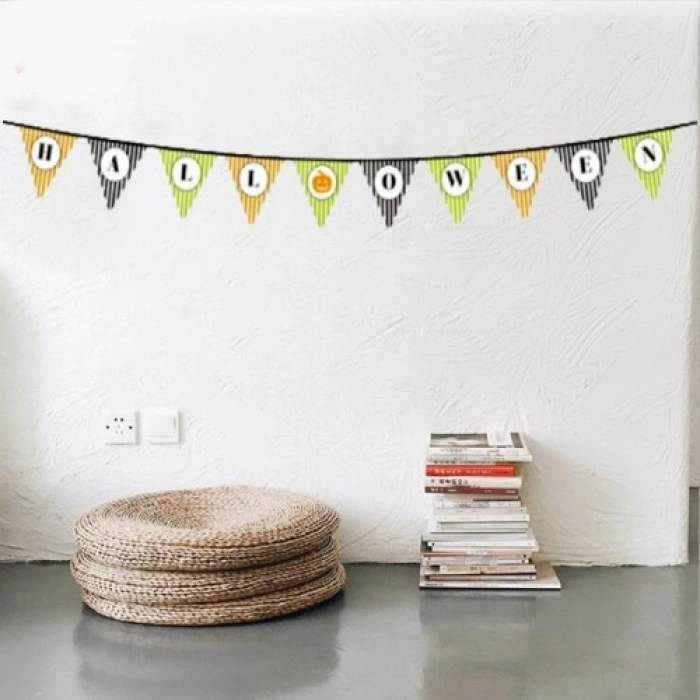 VipMarketim Cadılar Bayramı Kabak Temalı Halloween Yazılı Banner Süs Flama 3 Metre