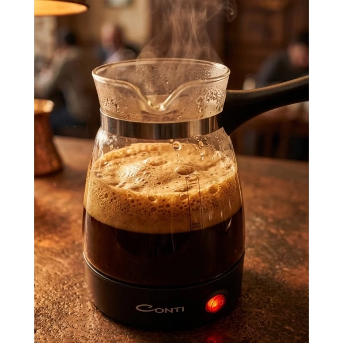 VipMarketim Cam Cezveli Türk Kahvesi Makinesi 650W 5 Fincan Kapasiteli Elektrikli Kahve Makinesi