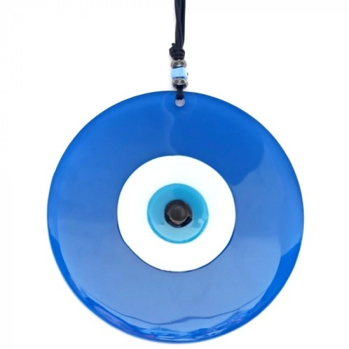 VipMarketim Cam Nazar Boncuklu Mavi Renk 20 Santimetre El Yapımı Duvar Süsü