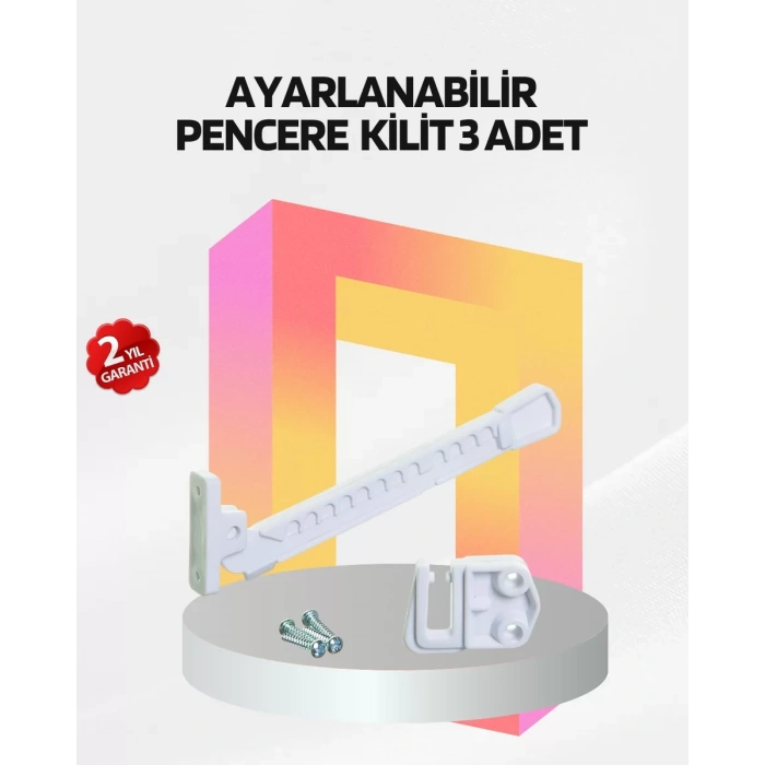 VipMarketim Cam Pencere Güvenlik Kilidi Açılma Sınırlayıcı Aparat 3 Adet