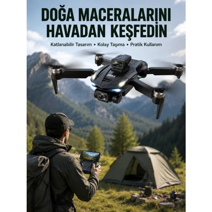 VipMarketim Canlı Görüntü Aktarımlı Çift Kameralı Uzaktan Kumandalı Drone