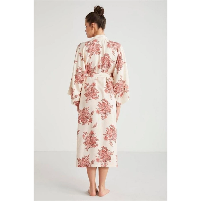 VipMarketim Catherines %100  Viskon Çiçek Desen 2li Sabahlık Gecelik Takımı