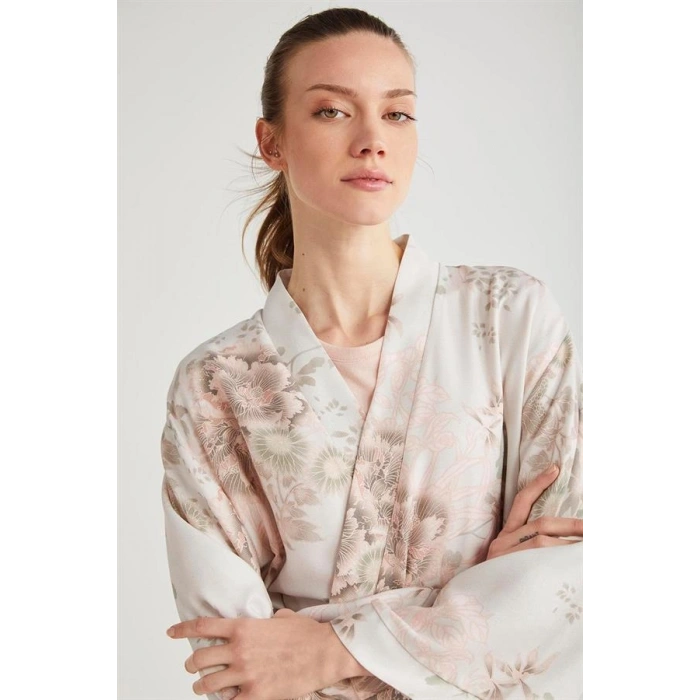 VipMarketim Catherines Çiçek Desen 2li Sabahlık Gecelik Takımı