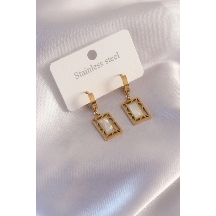 VipMarketim Çelik Gold Renk Kare Kadın Küpe 5886