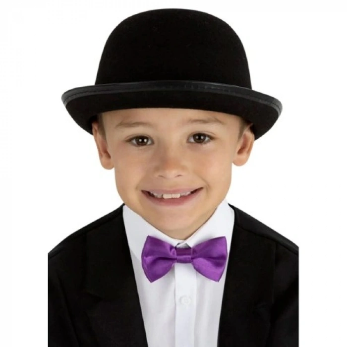 VipMarketim Charlie Chaplin Stil Çocuk Şapkası – Siyah Melon Parti Şapkası