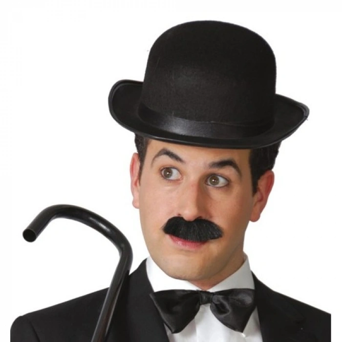 VipMarketim Charlie Chaplin Stil Yetişkin Şapkası – Siyah Melon Parti Şapkası