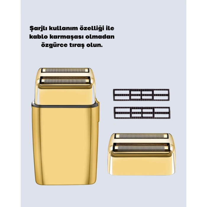 VipMarketim Çift Başlık ve Favori Şekillendirme Özellikli Altın Renk Tıraş Makinesi