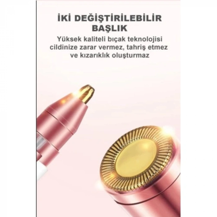 VipMarketim Çift Başlıklı Epilasyon Yüz Çene Işıklı Kıl Tüy Alma Mini Cep Epilasyonu
