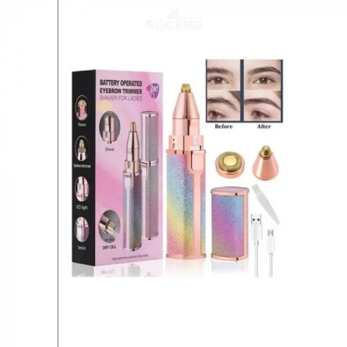 VipMarketim Çift Başlıklı Epilasyon Yüz Çene Işıklı Kıl Tüy Alma Mini Cep Epilasyonu Simli