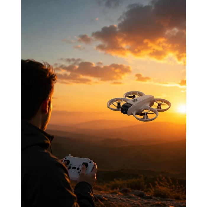 VipMarketim Çift Bataryalı Kameralı Mini Drone Işıklı Akıllı Uçuş Sistemi