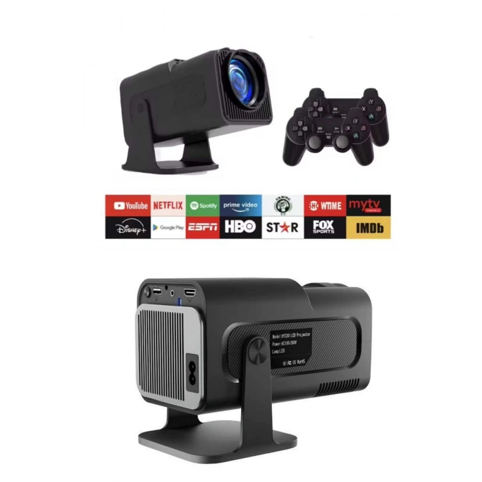 VipMarketim Çift Kollu Projeksiyon Taşınabilir Game Projektör Full Hd 1080P 4k Projeksiyon Gamepad