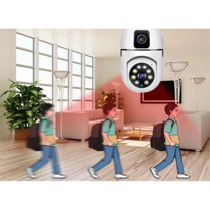 VipMarketim Çift Lensli Duy Girişli Kablosuz Ampul Kamera