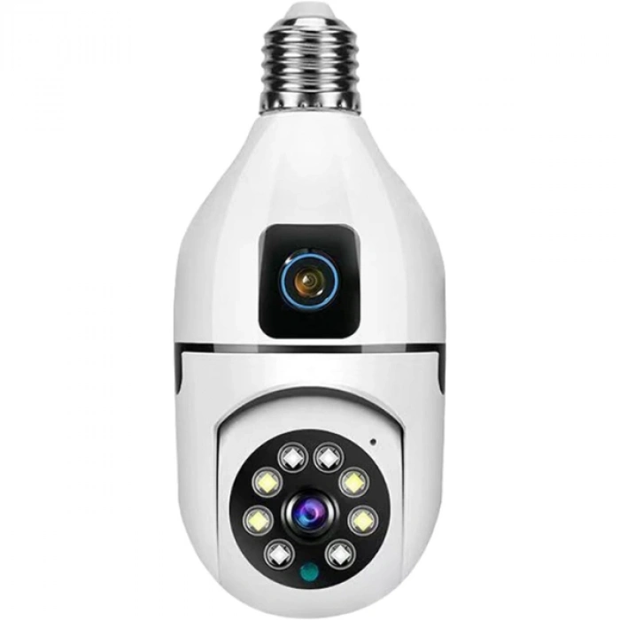 VipMarketim Çift Lensli Duy Girişli Kablosuz Ampul Kamera