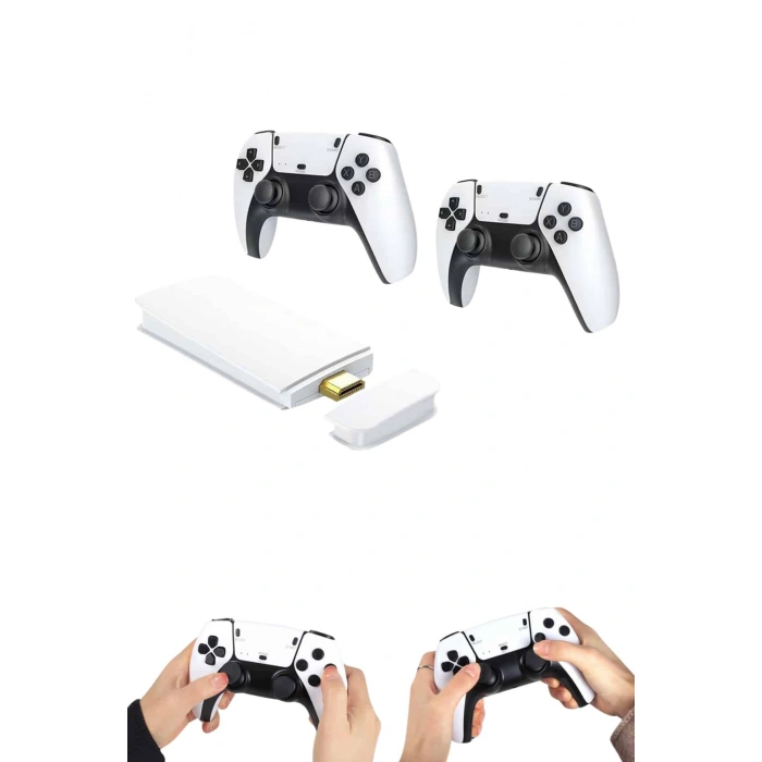 VipMarketim Çift Oyun Kollu 4K HD Ekran Nostaljik 20.000 Oyunlu Beyaz Game Stick