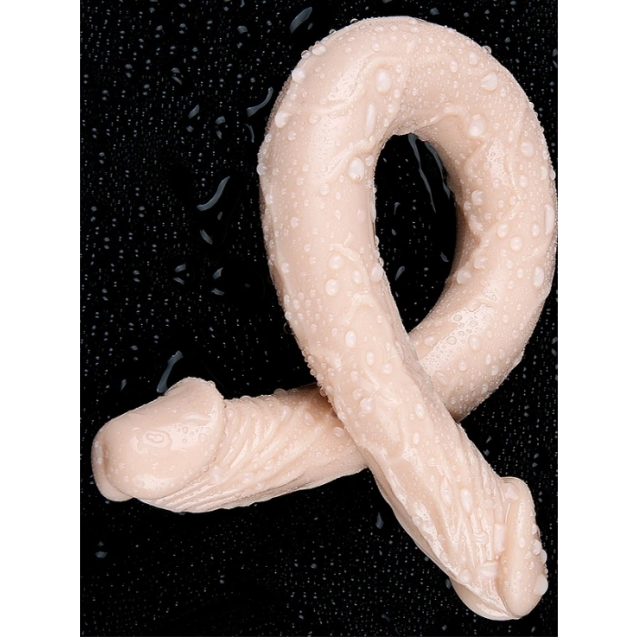 VipMarketim Çift Taraflı Esnek Dildo 40 cm – Gerçekçi Dokulu Ten Renk