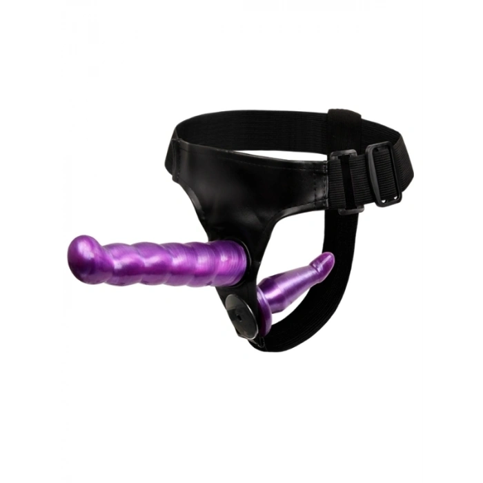 VipMarketim Çift Taraflı Mor Renk Belden Bağlamalı Dildo