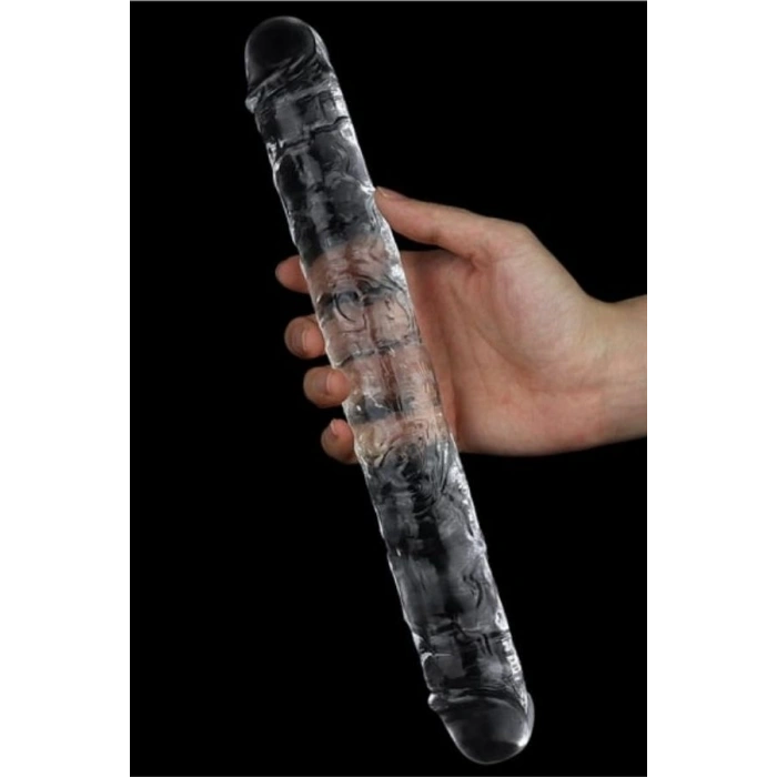 VipMarketim Çift Taraflı Şeffaf Realistik Dildo – Esnek Jelly Malzeme, 44,5 Cm