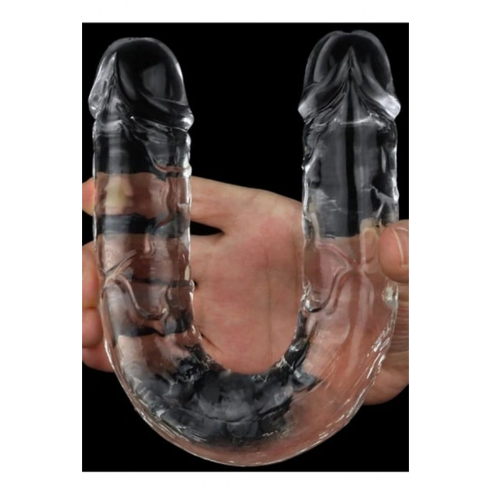 VipMarketim Çift Taraflı Şeffaf Realistik Dildo – Esnek Jelly Malzeme, 44,5 Cm