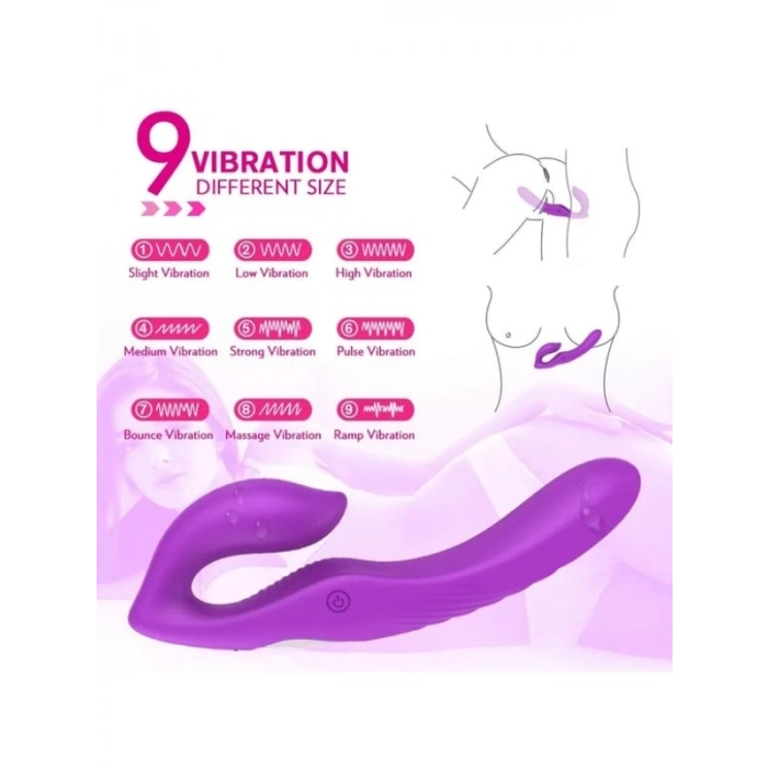 VipMarketim Çift Titreşim Motorlu Strapless Giyilebilir Çift Taraflı Vibratör – 180° Bükülebilir, IPX7 Su Geçirmez