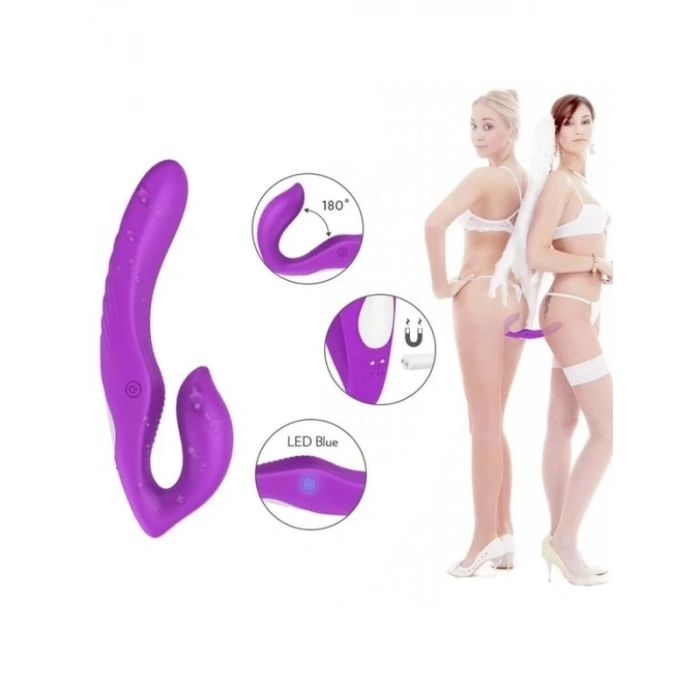 VipMarketim Çift Titreşim Motorlu Strapless Giyilebilir Çift Taraflı Vibratör – 180° Bükülebilir, IPX7 Su Geçirmez