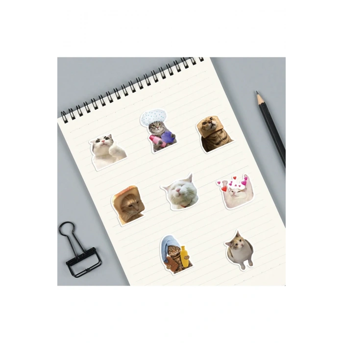 VipMarketim Çılgın Kediler Macbook Notebook Tablet Telefon Ajanda Laptop Defter Sticker Seti