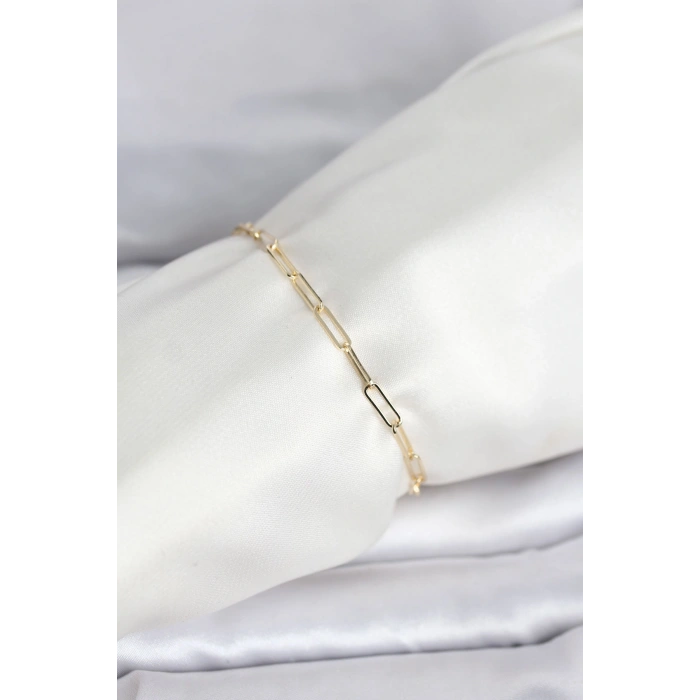 VipMarketim CM 14K Gold Renk Ataç Zincir Model Kadın Bileklik 5886
