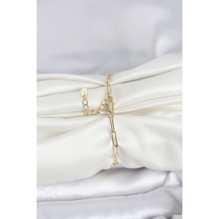 VipMarketim CM 14K Gold Renk Ataç Zincir Model Kadın Bileklik 5886