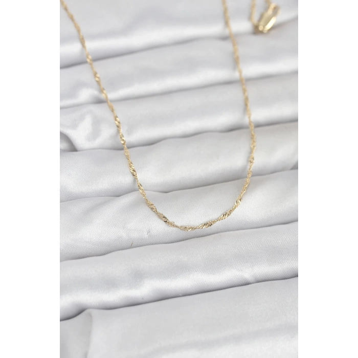 VipMarketim CM 14K Gold Renk Burgu Model 60 cm Kadın Kolye 5886