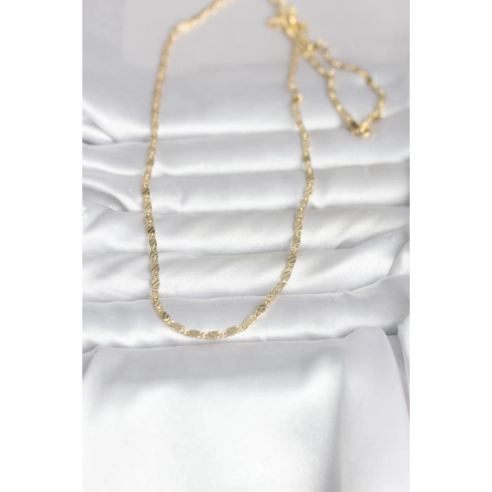 VipMarketim CM 14K Gold Renk Çizgi Lazer Model 60 cm Kadın Kolye 5886