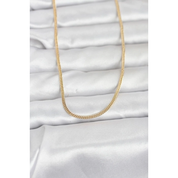 VipMarketim CM 14K Gold Renk Dolgun Zincir Model 60 cm Kadın Kolye 5886