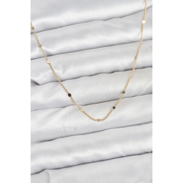 VipMarketim CM 14K Gold Renk Ezme Pul Model 60 cm Kadın Kolye 5886