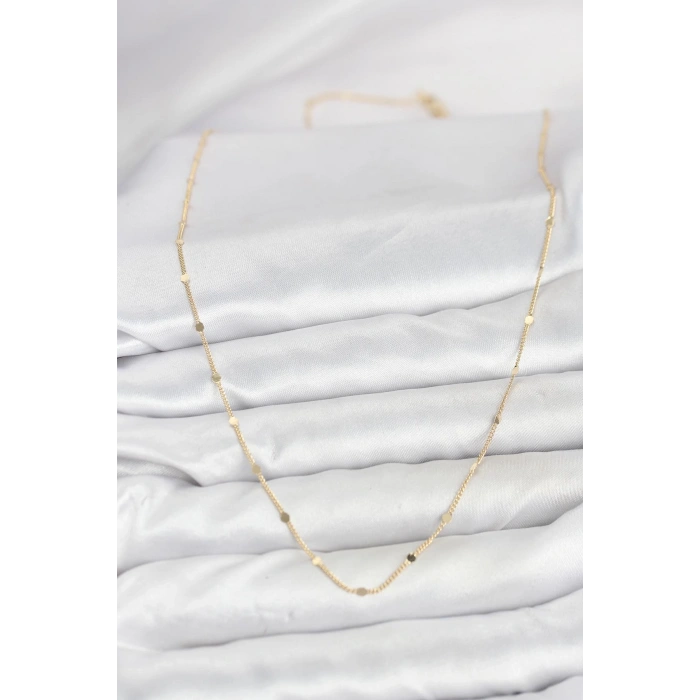 VipMarketim CM 14K Gold Renk Ezme Pul Model 60 cm Kadın Kolye 5886