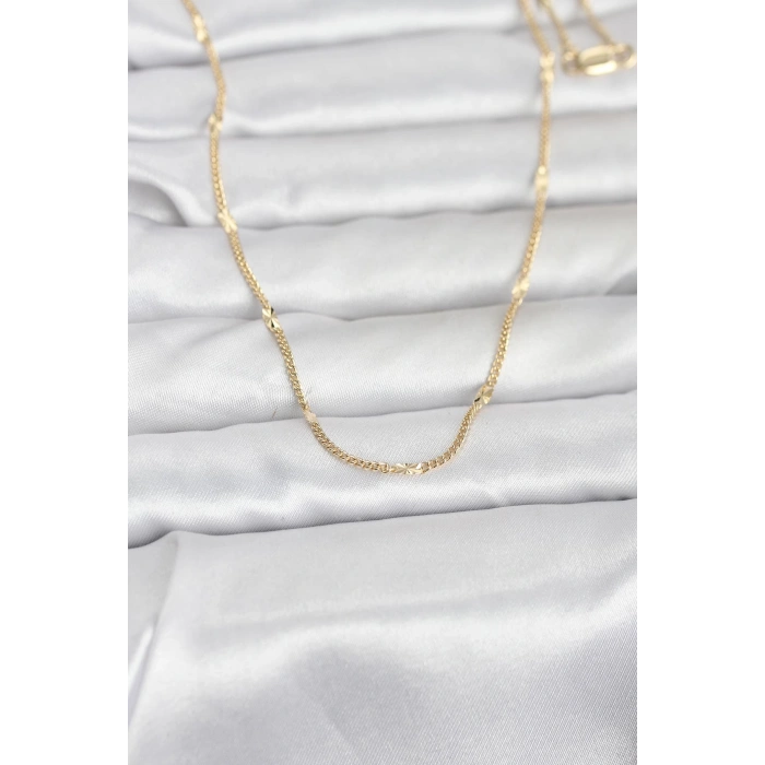 VipMarketim CM 14K Gold Renk Lazer Puntalı Model 60 cm Kadın Kolye 5886