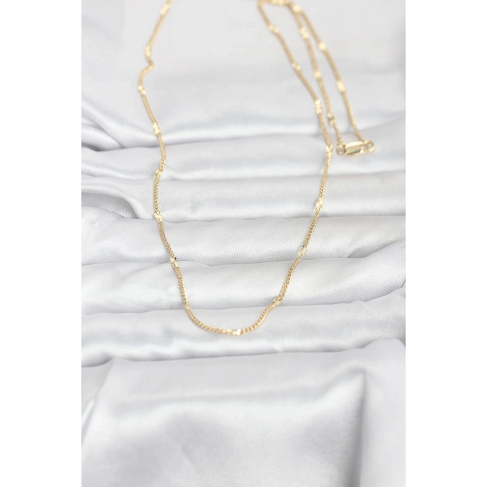 VipMarketim CM 14K Gold Renk Lazer Puntalı Model 60 cm Kadın Kolye 5886