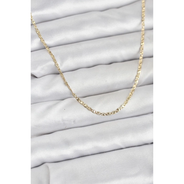 VipMarketim CM 14K Gold Renk Pirinç Lazer Model 60 cm Kadın Kolye 5886