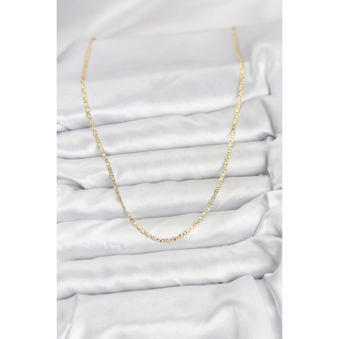 VipMarketim CM 14K Gold Renk Pirinç Lazer Model 60 cm Kadın Kolye 5886