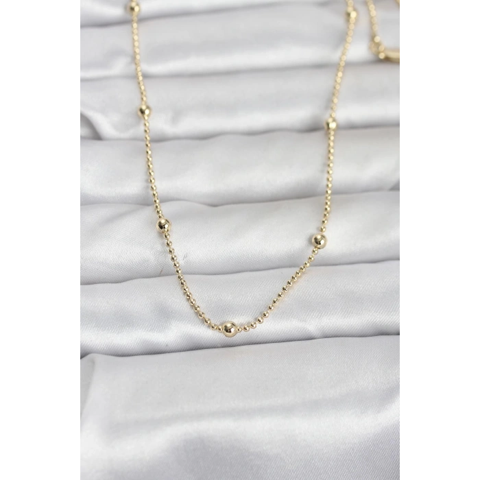 VipMarketim CM 14K Gold Renk Top Zincir 60 cm Kadın Kolye 5886