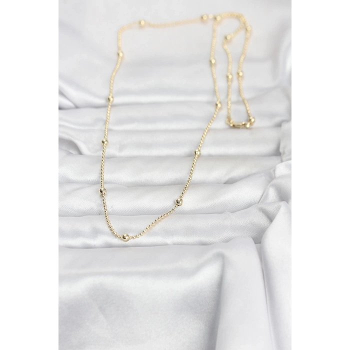 VipMarketim CM 14K Gold Renk Top Zincir 60 cm Kadın Kolye 5886