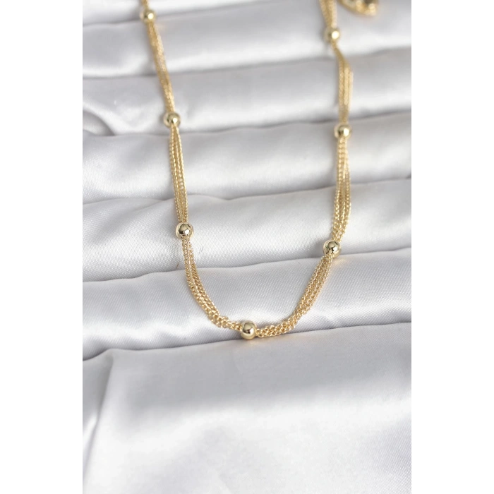 VipMarketim CM 14K Gold Renk Topçuk Model 60 cm Kadın Kolye 5886
